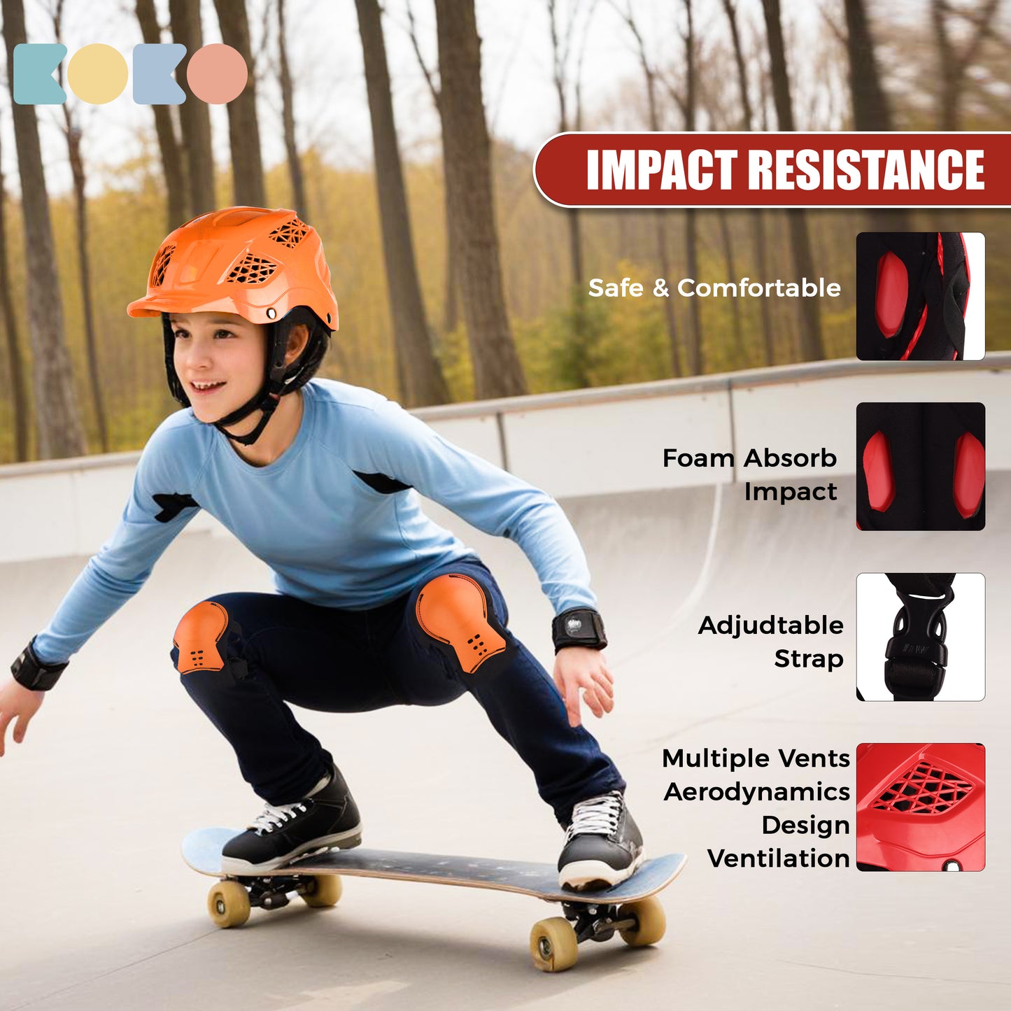 Koko Dragon Kids Skating & Cycling Helmet | Protective Gear for Boys & Girls (Orange).