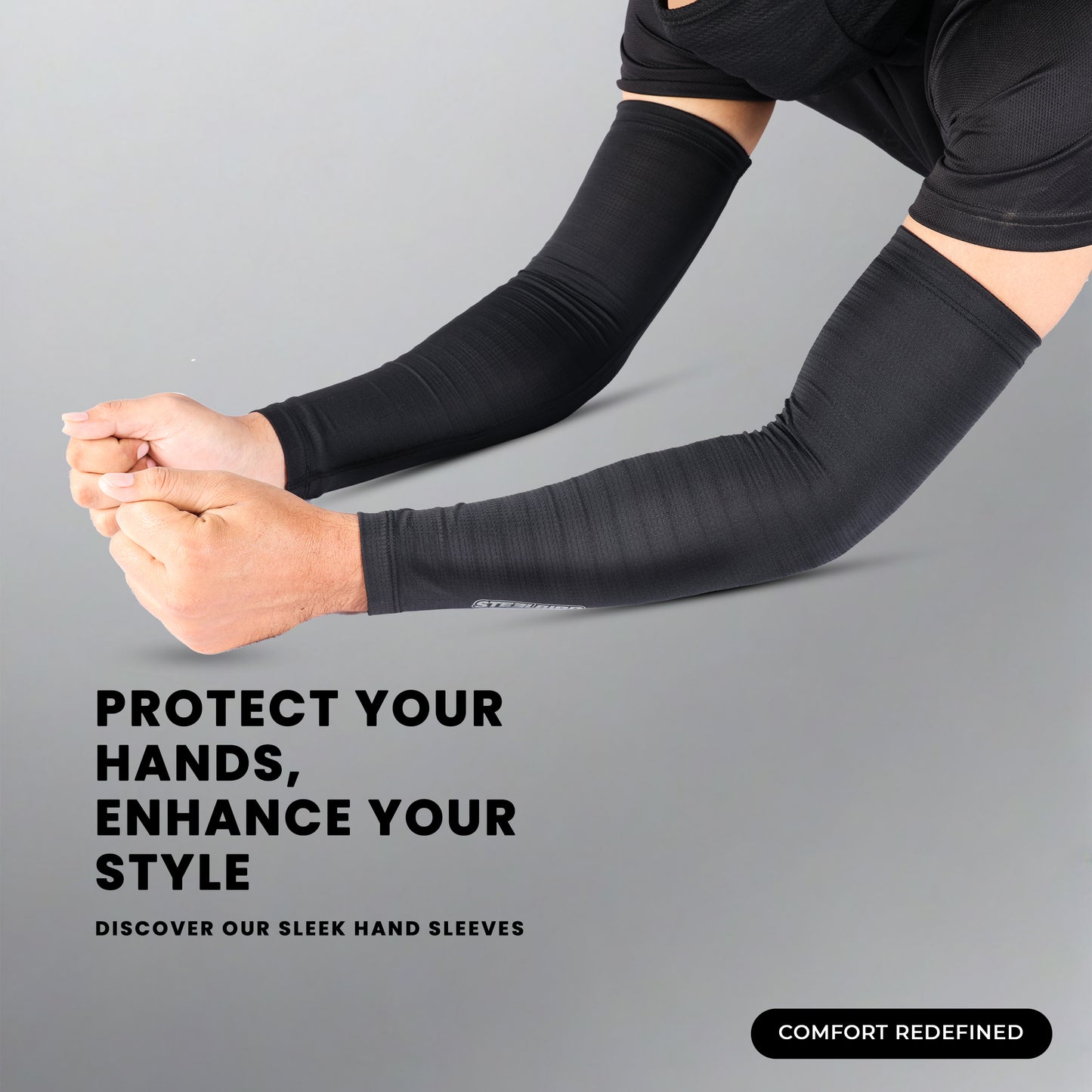 Steelbird Sarchu 1.0 Arm Sleeves Black Unisex for Sports, Running, Cricket, Bike Riding, Cycling, Basketball & Breathable (Sold as a Pair)