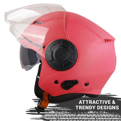 Steelbird GT Dashing ISI Certified Open Face Helmet for Men and Women with Inner Sun Shield ( Dual Visor Mechanism ) .