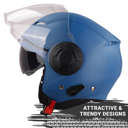 Steelbird GT Dashing ISI Certified Open Face Helmet for Men and Women with Inner Sun Shield ( Dual Visor Mechanism )