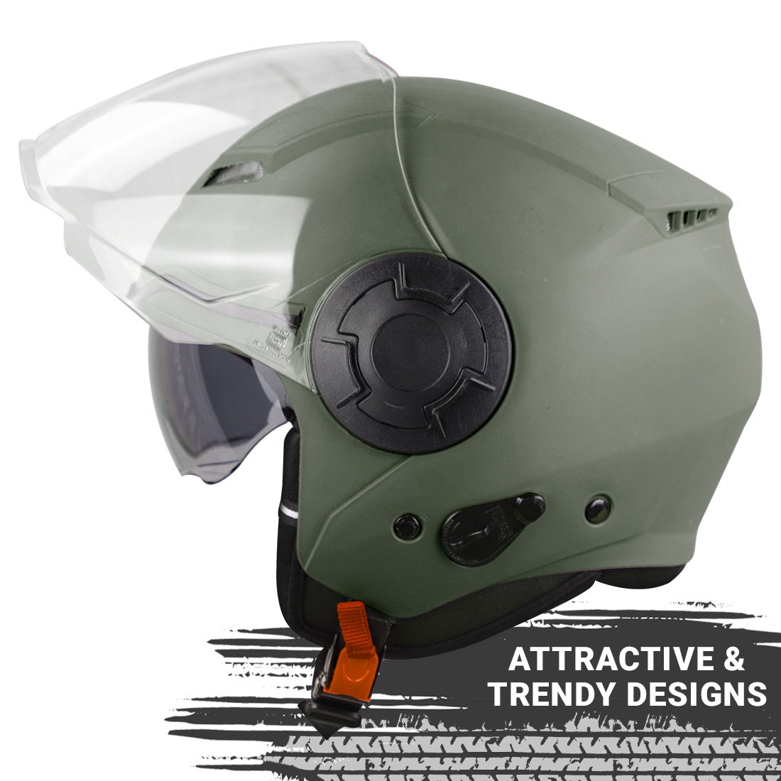 Steelbird GT Dashing ISI Certified Open Face Helmet for Men and Women with Inner Sun Shield ( Dual Visor Mechanism )