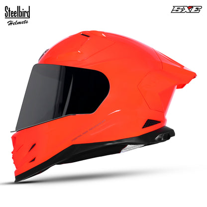 Steelbird SBH-61 SXE ISI and Dot Certified Full Face Helmet for Men with Inner Silver Sunshield . Clear With Smoke Visor.