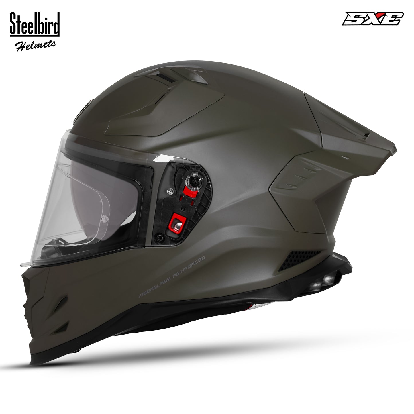 Steelbird SBH-61 SXE  Pinlock ISI and Dot Certified Full Face Helmet for Men with Inner Silver Sunshield . Clear With Anti Fog Shield.
