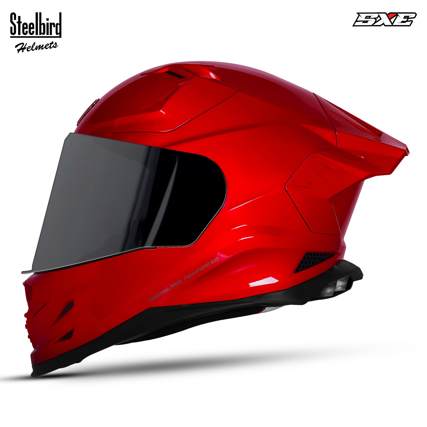 Steelbird SBH-61 SXE TPE Edition ISI and Dot Certified Full Face Helmet for Men with Inner Silver Sunshield . Clear With Smoke  Visor.