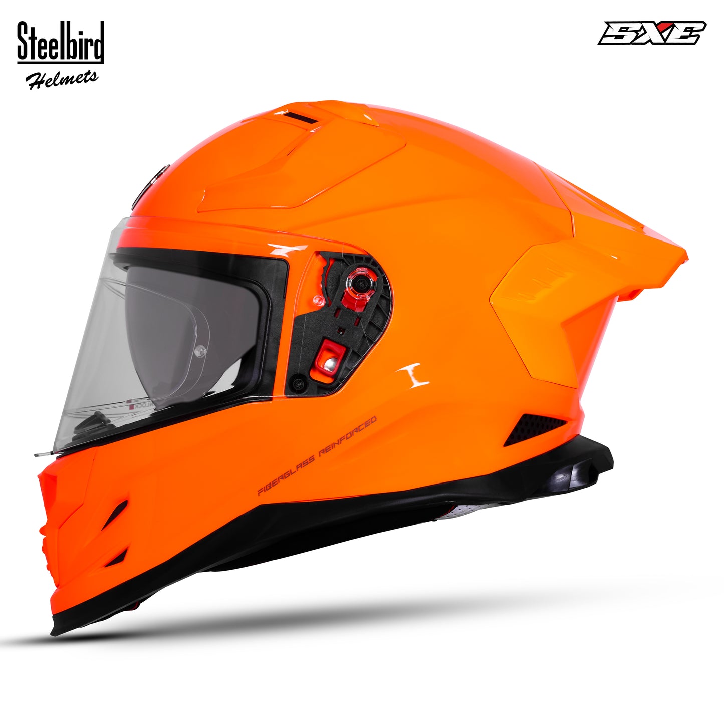 Steelbird SBH-61 SXE  Pinlock ISI and Dot Certified Full Face Helmet for Men with Inner Silver Sunshield . Clear With Anti Fog Shield.