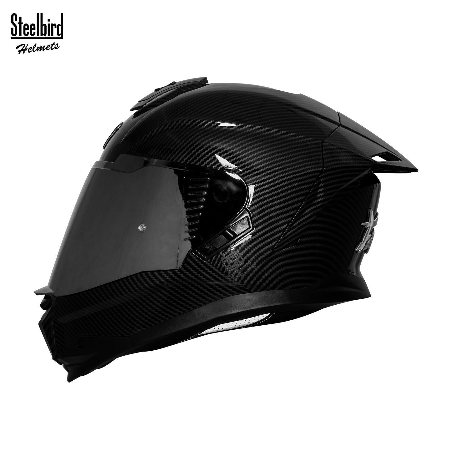 Steelbird SBH-57 Fighter F11 ISI and DOT Certified Full Face Helmet for Men Motorbike Helmet  (Glossy Black)