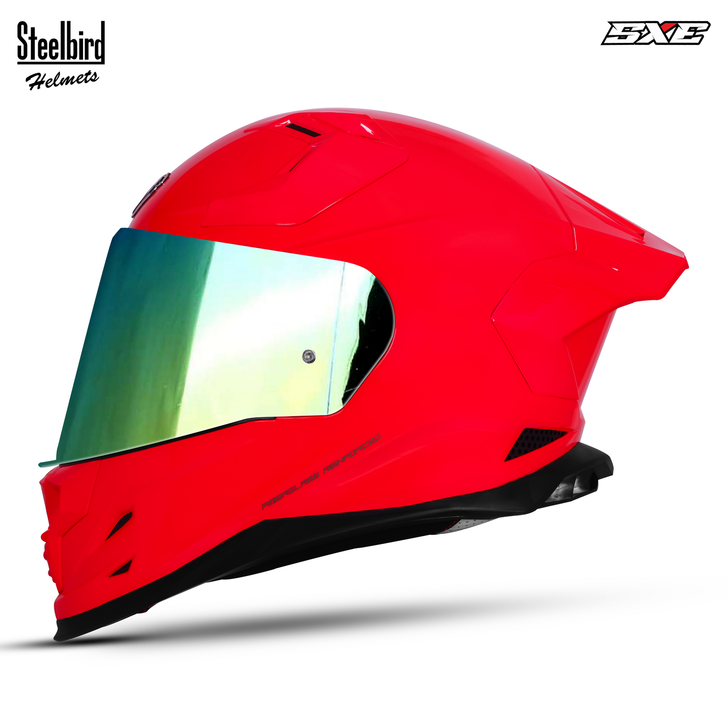 Steelbird SBH-61 SXE Pinlock ISI and Dot Certified Full Face Helmet for Men with Inner Silver Sunshield . Clear With Chrome Visor.