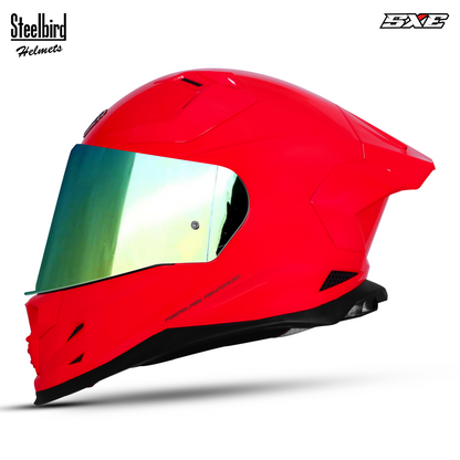 Steelbird SBH-61 SXE Pinlock ISI and Dot Certified Full Face Helmet for Men with Inner Silver Sunshield . Clear With Chrome Visor.