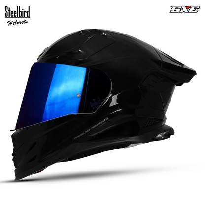 Steelbird SBH-61 SXE  TPE Edition ISI and Dot Certified Full Face Helmet for Men with Inner Silver Sunshield . Clear With Chrome Visor.
