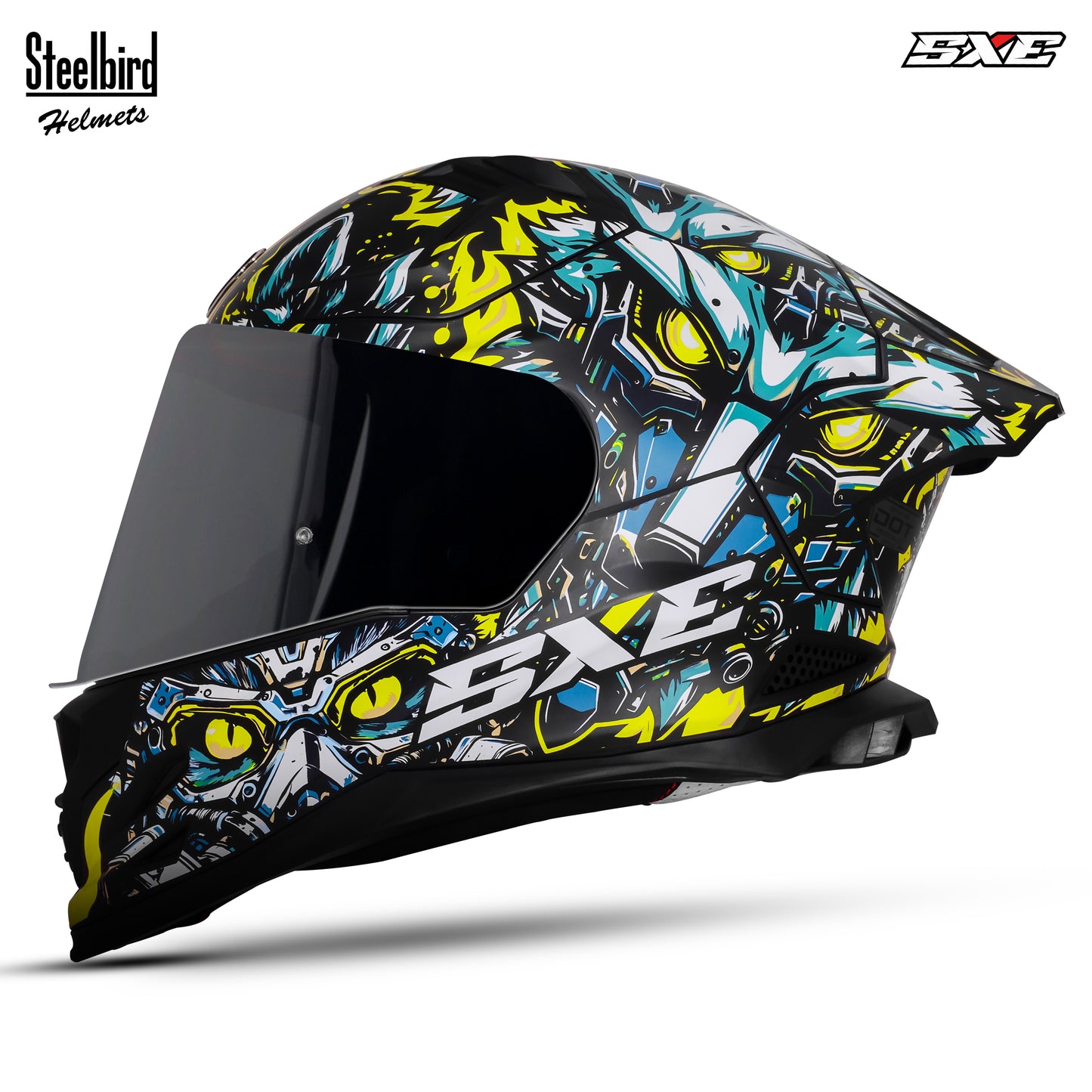 Steelbird SBH-61 SXE X1 Pinlock ISI and Dot Certified Full Face Helmet for Men with Inner Silver Sunshield .Anti Fog Visor.
