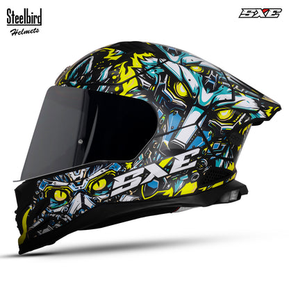 Steelbird SBH-61 SXE X1 Pinlock ISI and Dot Certified Full Face Helmet for Men with Inner Silver Sunshield .Anti Fog Visor.