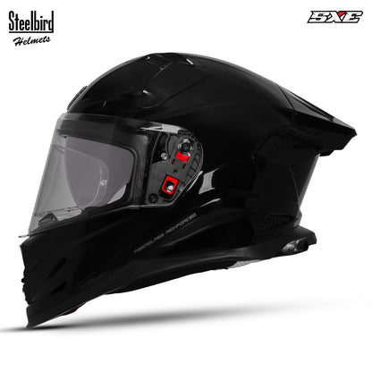 Steelbird SBH-61 SXE  Pinlock ISI and Dot Certified Full Face Helmet for Men with Inner Silver Sunshield . Clear With Anti Fog Shield.