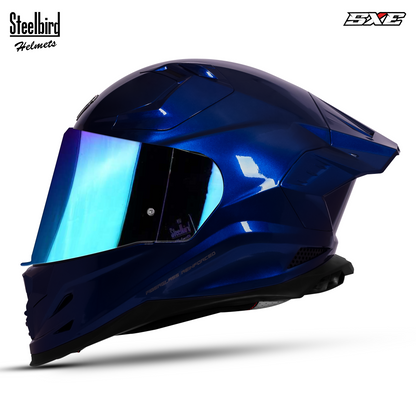 Steelbird SBH-61 SXE TPE Edition ISI and Dot Certified Full Face Helmet for Men with Inner Silver Sunshield . Clear With Chrome Visor.