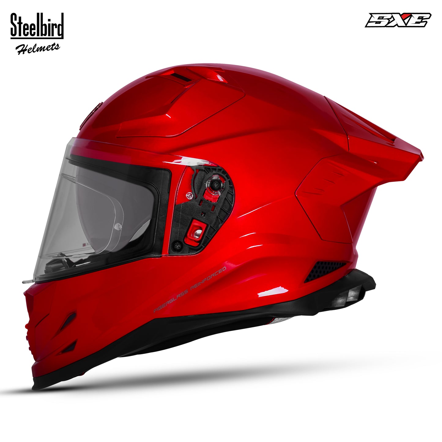 Steelbird SBH-61 SXE  Pinlock ISI and Dot Certified Full Face Helmet for Men with Inner Silver Sunshield . Clear With Anti Fog Shield.