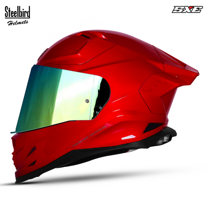 Steelbird SBH-61 SXE TPE Edition ISI and Dot Certified Full Face Helmet for Men with Inner Silver Sunshield . Clear With Chrome Visor.