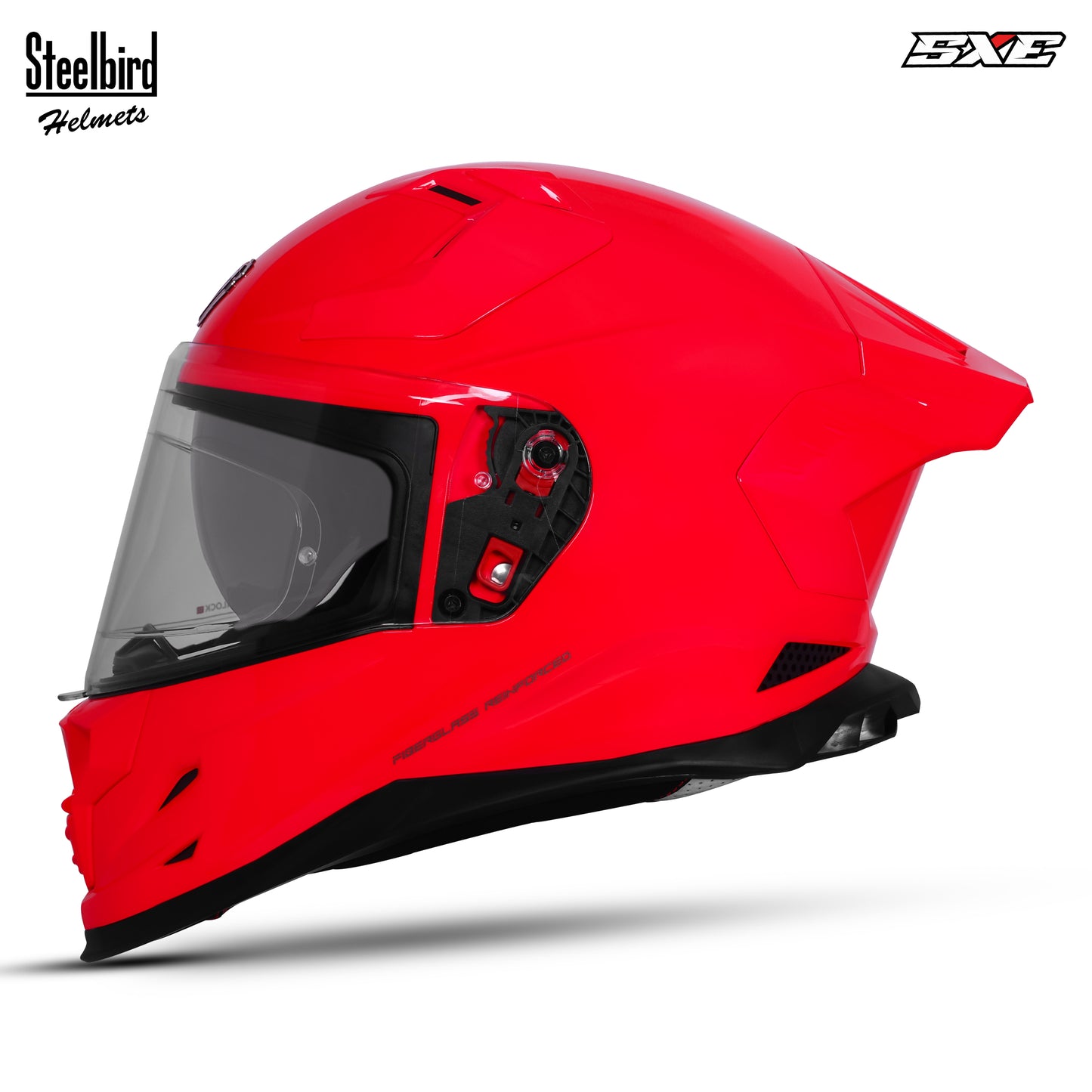 Steelbird SBH-61 SXE  Pinlock ISI and Dot Certified Full Face Helmet for Men with Inner Silver Sunshield . Clear With Anti Fog Shield.
