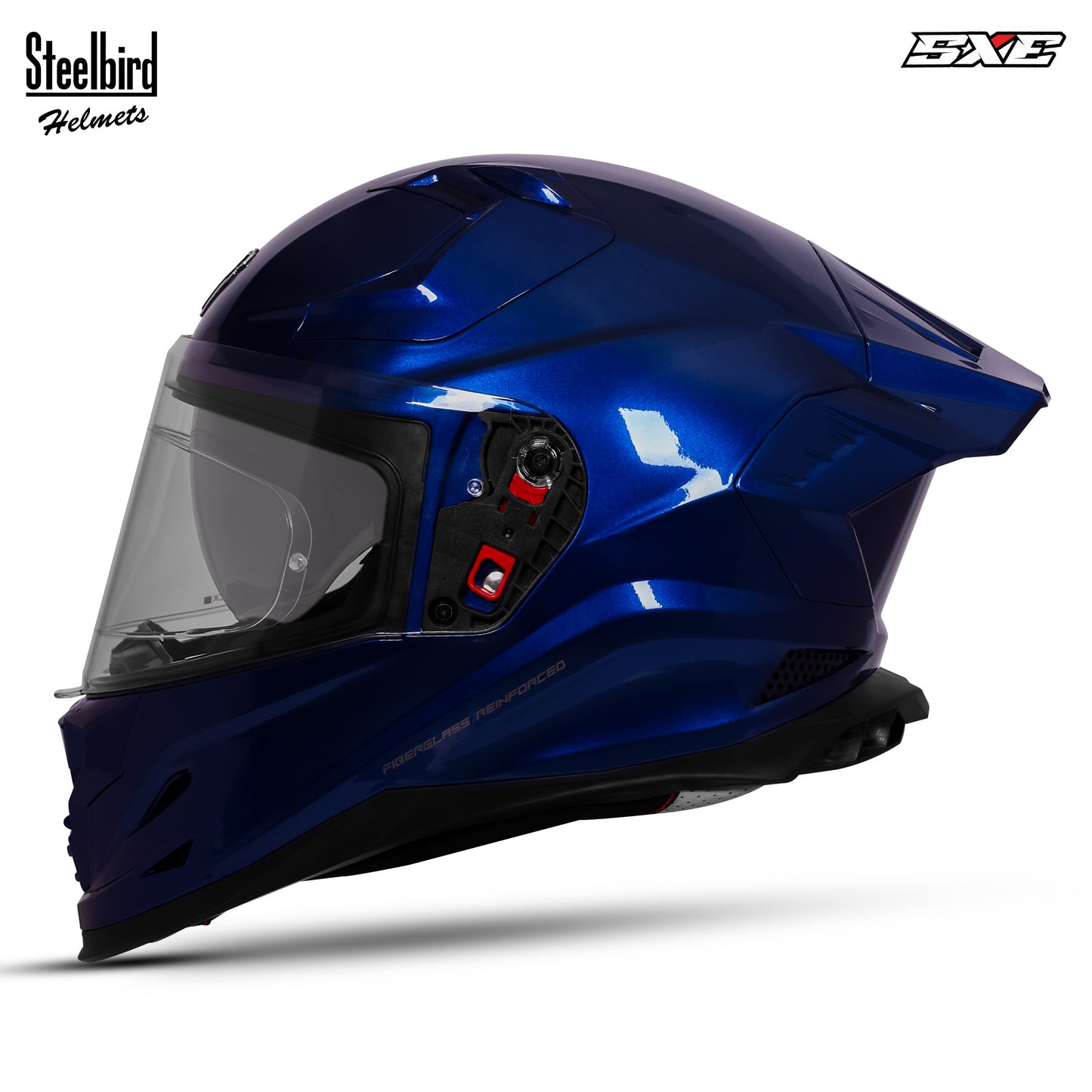 Steelbird SBH-61 SXE  Pinlock ISI and Dot Certified Full Face Helmet for Men with Inner Silver Sunshield . Clear With Anti Fog Shield.