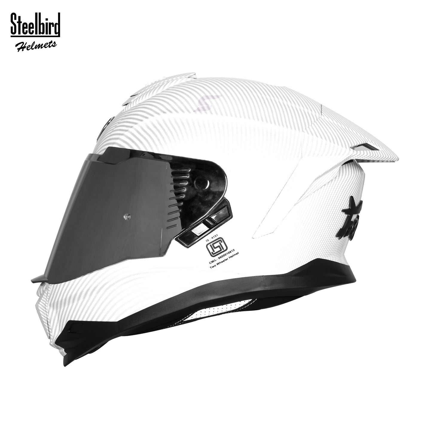 Steelbird SBH-57 Fighter F11 ISI and DOT Certified Full Face Helmet for Men Motorbike Helmet  (Glossy White)