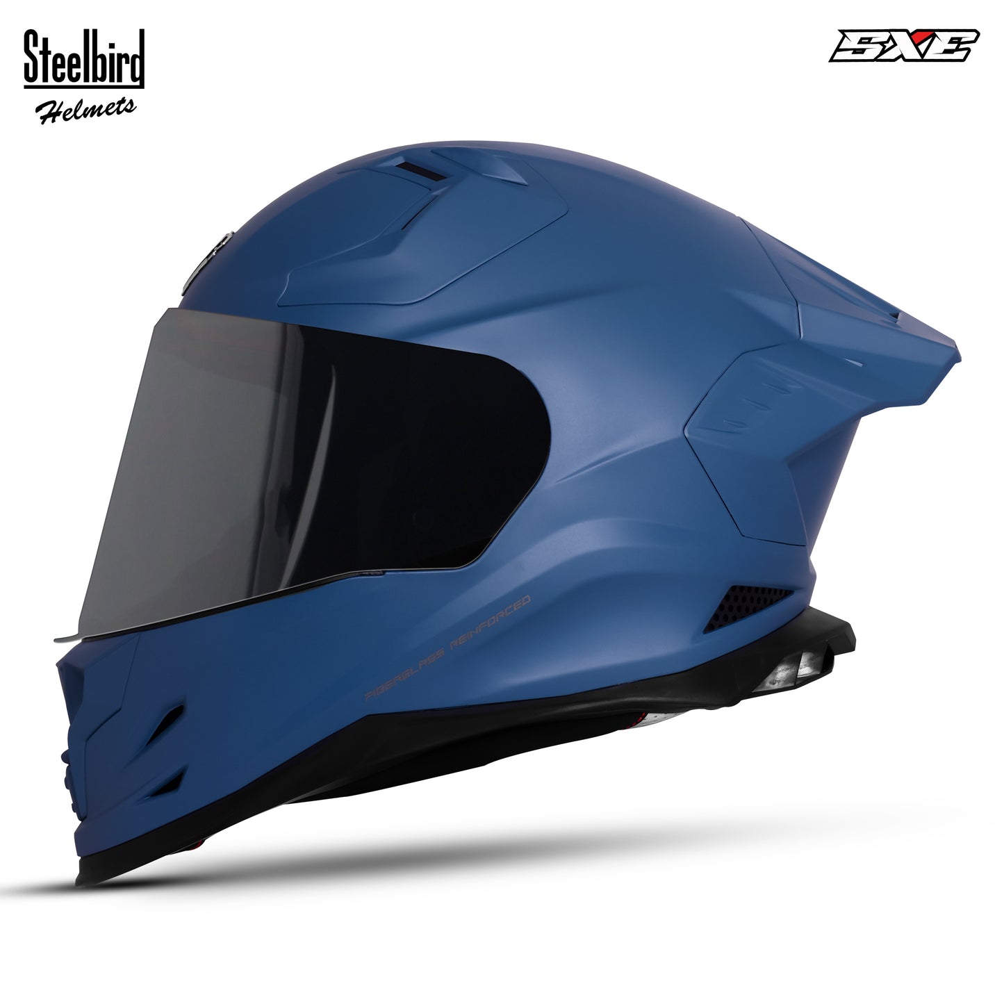 Steelbird SBH-61 SXE TPE Edition ISI and Dot Certified Full Face Helmet for Men with Inner Silver Sunshield . Clear With Smoke Visor.