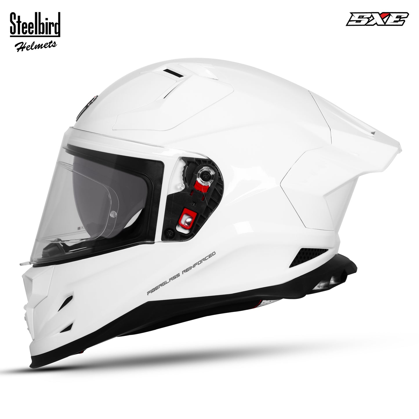 Steelbird SBH-61 SXE  Pinlock ISI and Dot Certified Full Face Helmet for Men with Inner Silver Sunshield . Clear With Anti Fog Shield.