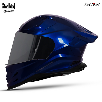 Steelbird SBH-61 SXE  Pinlock ISI and Dot Certified Full Face Helmet for Men with Inner Silver Sunshield . Clear With Smoke Visor.