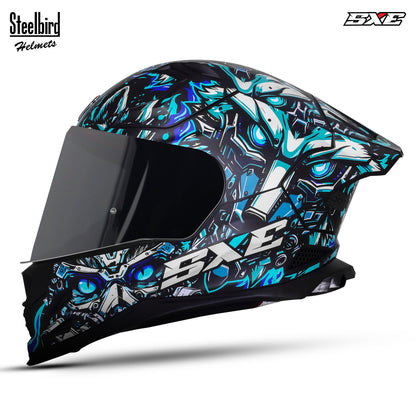 Steelbird SBH-61 SXE X1 Pinlock ISI and Dot Certified Full Face Helmet for Men with Inner Silver Sunshield .Anti Fog Visor.
