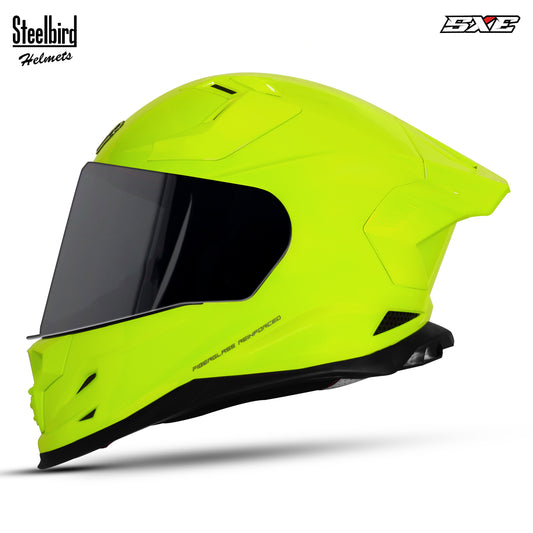 Steelbird SBH-61 SXE TPE Edition ISI and Dot Certified Full Face Helmet for Men with Inner Silver Sunshield . Clear With Smoke Visor.
