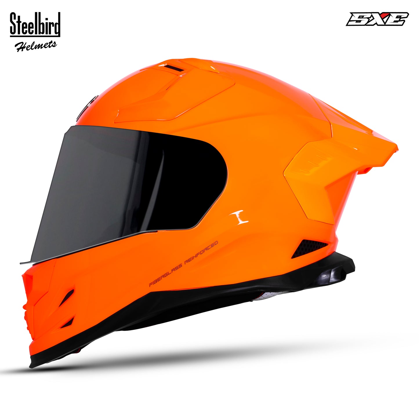 Steelbird SBH-61 SXE ISI and Dot Certified Full Face Helmet for Men with Inner Silver Sunshield . Clear With Smoke Visor.