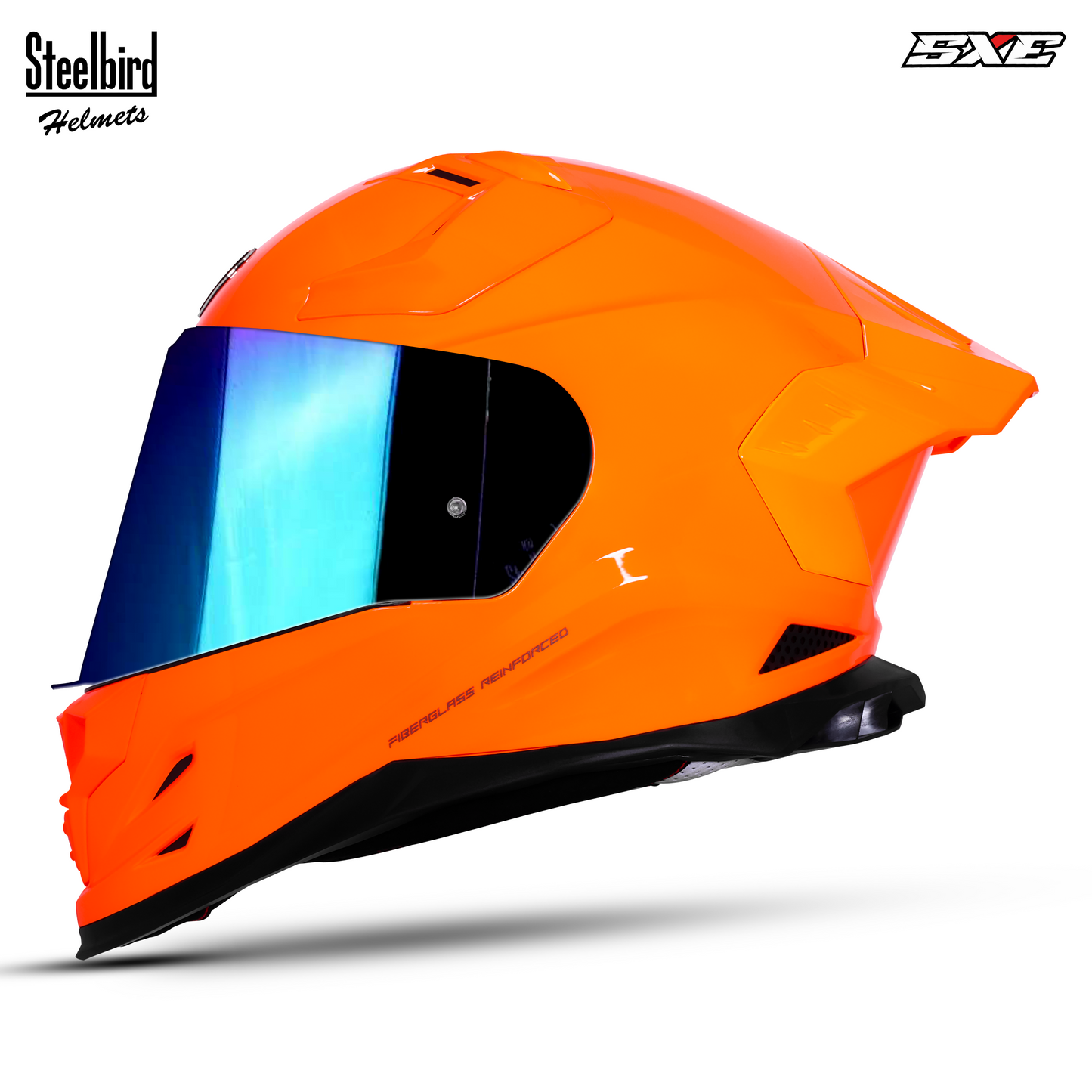 Steelbird SBH-61 SXE Pinlock ISI and Dot Certified Full Face Helmet for Men with Inner Silver Sunshield . Clear With Chrome Visor.