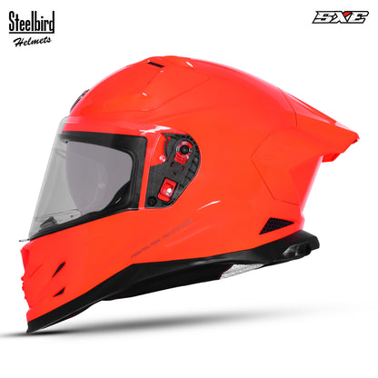Steelbird SBH-61 SXE  Pinlock ISI and Dot Certified Full Face Helmet for Men with Inner Silver Sunshield . Clear With Anti Fog Shield.