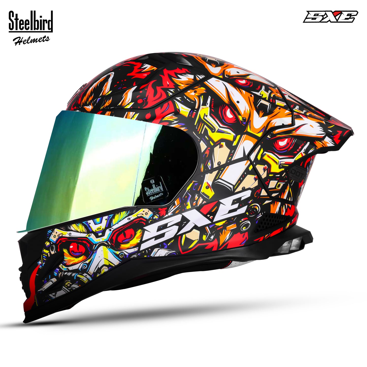 Steelbird SBH-61 SXE X1 ISI and Dot Certified Full Face Helmet for Men with Inner Silver Sunshield .