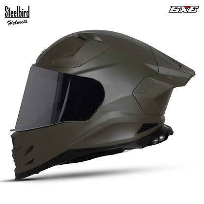 Steelbird SBH-61 SXE  Pinlock ISI and Dot Certified Full Face Helmet for Men with Inner Silver Sunshield . Clear With Smoke Visor.
