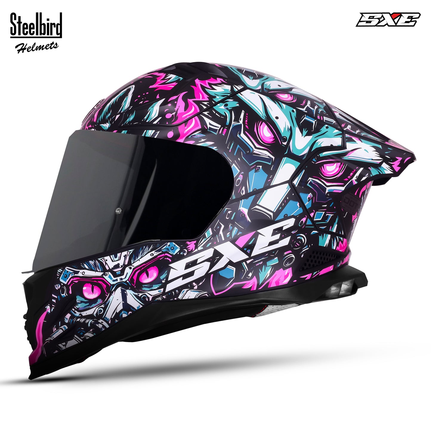 Steelbird SBH-61 SXE X1 Pinlock ISI and Dot Certified Full Face Helmet for Men with Inner Silver Sunshield .Anti Fog Visor.