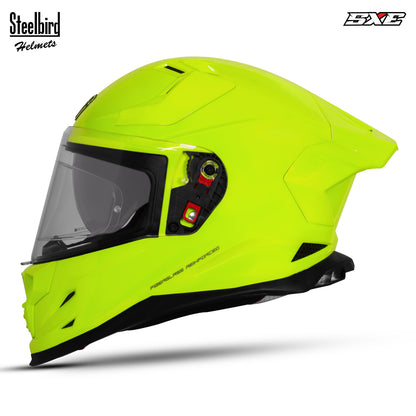 Steelbird SBH-61 SXE  Pinlock ISI and Dot Certified Full Face Helmet for Men with Inner Silver Sunshield . Clear With Anti Fog Shield.