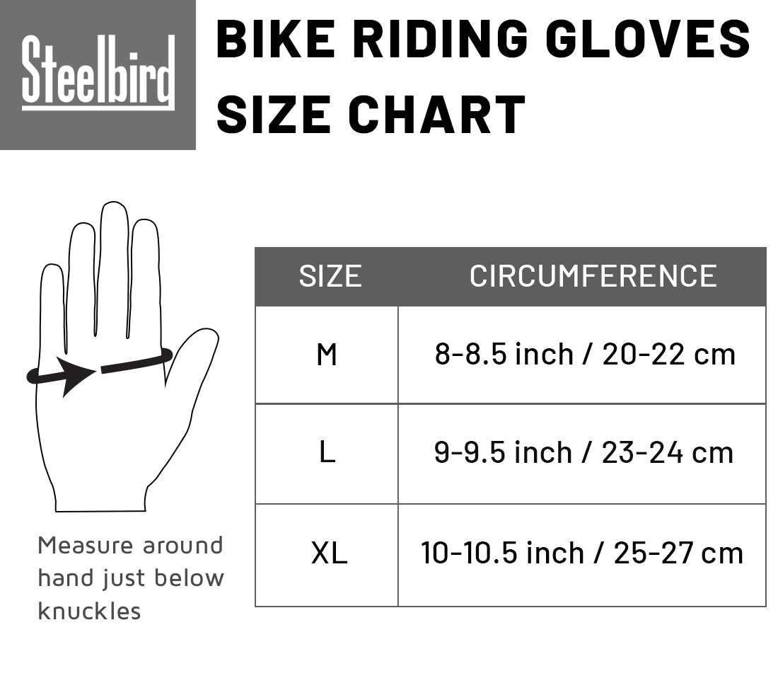 Steelbird Polyester Full Finger Bike Riding Gloves With Touch Screen Sensitivity At Thumb & Index Finger, Protective Off-Road Motorbike Racing .