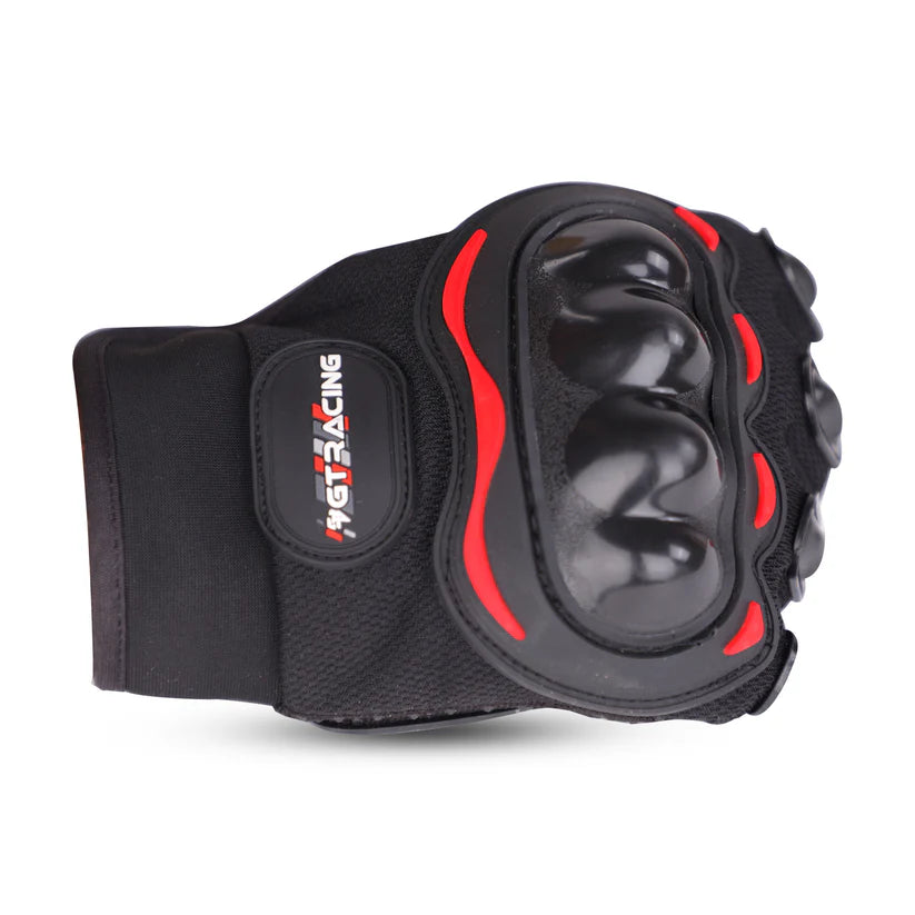 Steelbird GT-01 Full Finger Bike Riding Gloves with Touch Screen Sensitivity at Thumb and Index Finger, Protective Off-Road Motorbike Racing (Red)