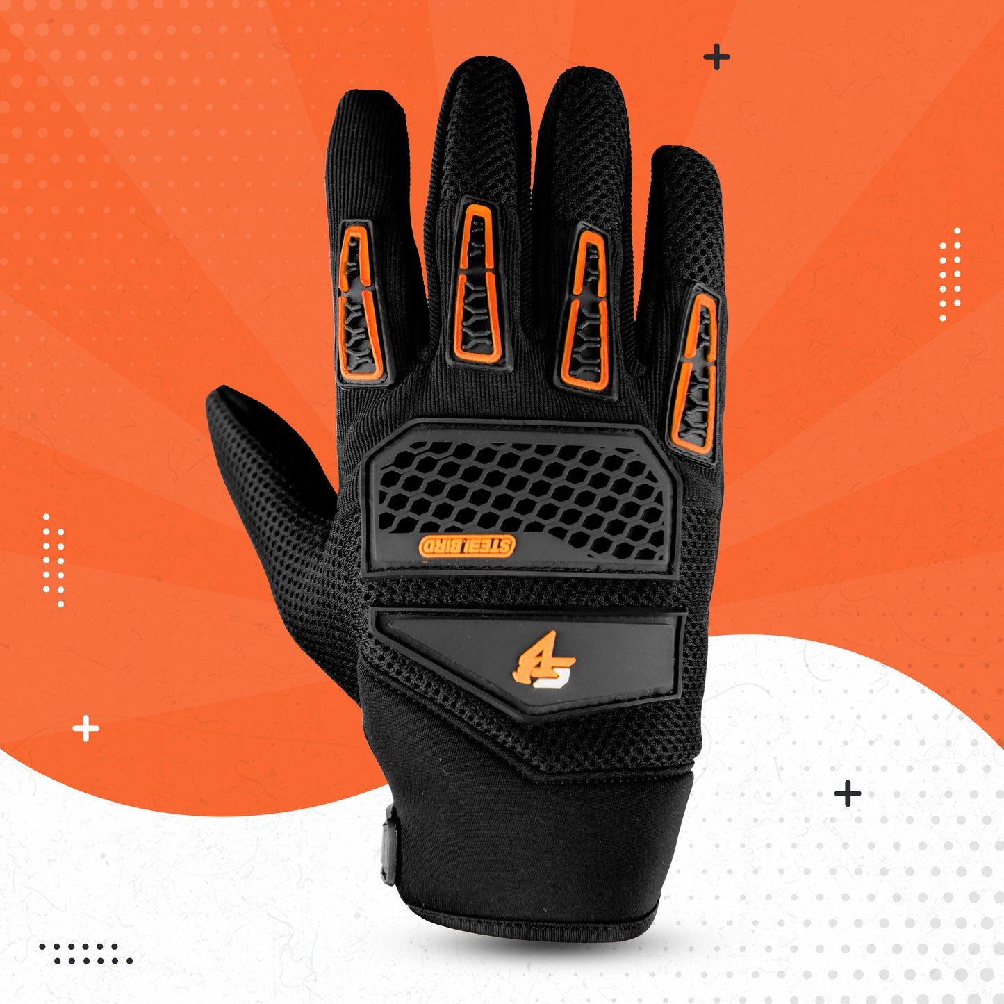 Steelbird Polyester Adventure A-2 Full Finger Bike Riding Gloves with Touch Screen Sensitivity at Thumb and Index Finger, Protective Off-Road Motorbike Racing .