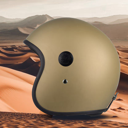 Steelbird SBH-55 Retro ISI Certified Open Face Helmet for Men and Women (Matt Desert Strome)