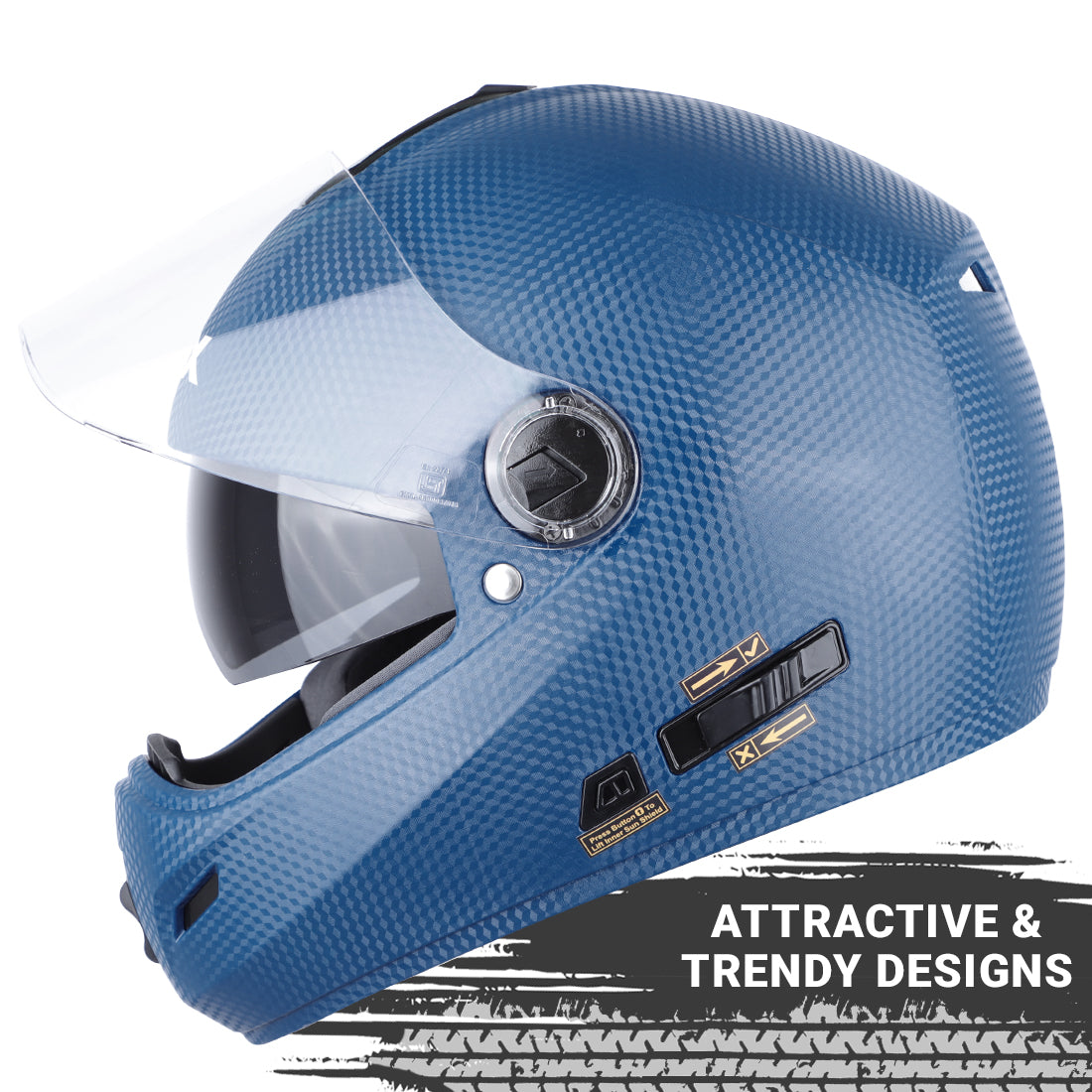 Steelbird Rox Cyborg ISI Certified Full Face Helmet for Men and Women with Inner Smoke Sun Shield and Outer Clear Visor