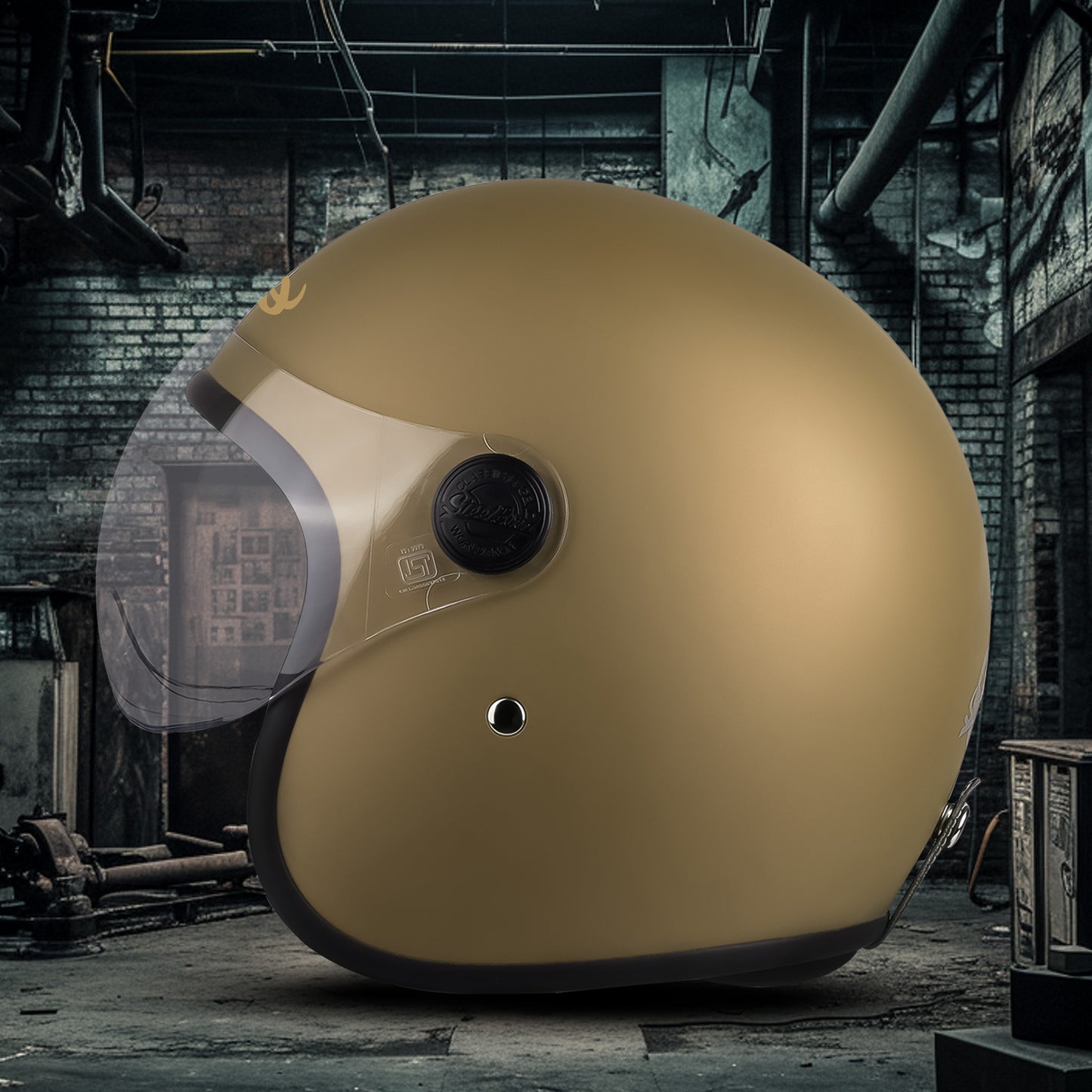 Steelbird SBH-56 Retro Steelbird SBH-56 Retro ISI Certified Open Face Helmet for Men and Women (Matt Desert storm)