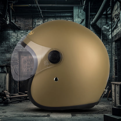 Steelbird SBH-56 Retro Steelbird SBH-56 Retro ISI Certified Open Face Helmet for Men and Women (Matt Desert storm)