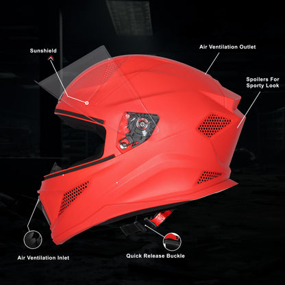 Steelbird SBH-25 Rudra ISI Certified Full Face Helmet for Men and Women Motorbike Helmet  (Dashing Red)