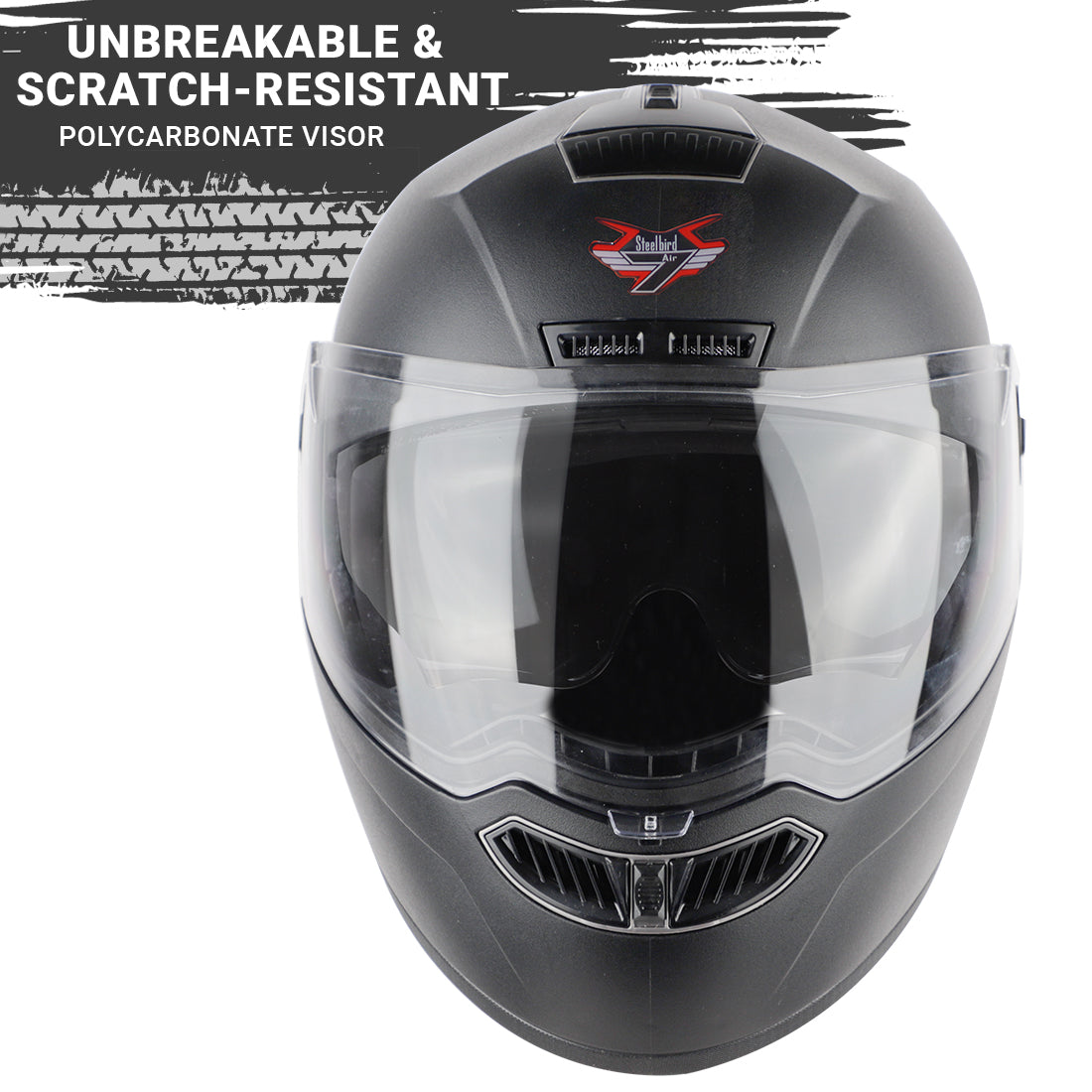Steelbird SBA-7 7Wings ISI Certified Flip-Up Helmet for Men and Women with Inner Smoke Sun Shield Outer Clear Visor ( Large 600 MM, Dashing Black )