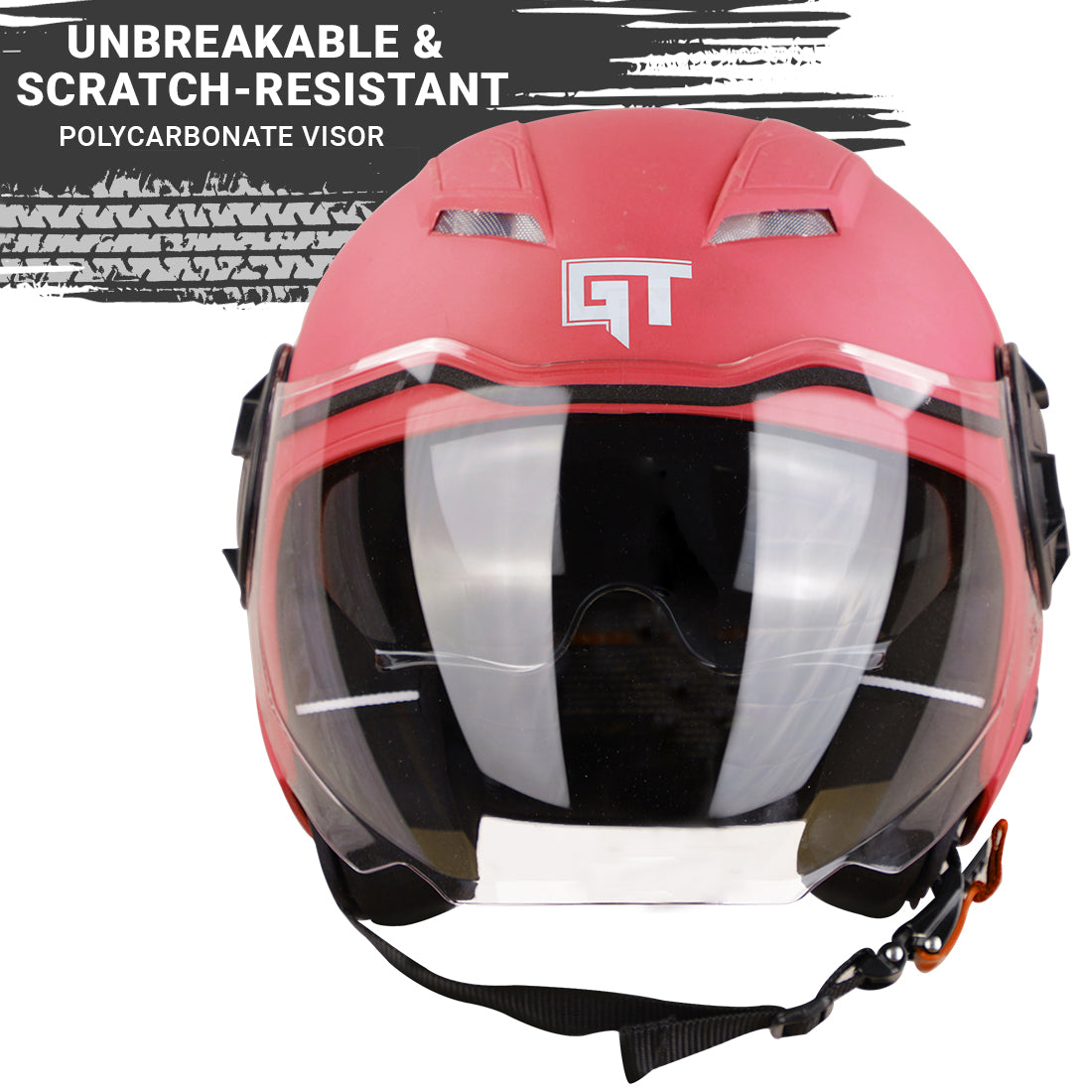 Steelbird GT Dashing ISI Certified Open Face Helmet for Men and Women with Inner Sun Shield ( Dual Visor Mechanism ) .