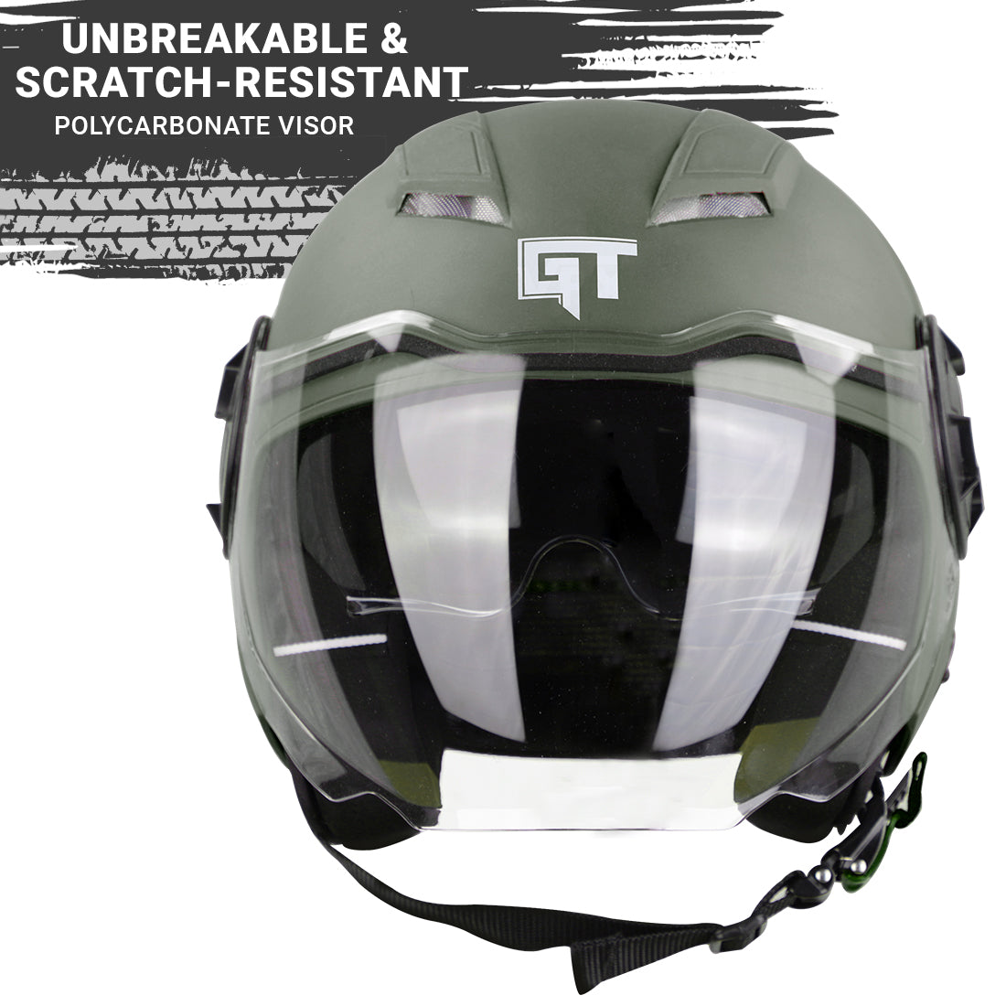 Steelbird GT Dashing ISI Certified Open Face Helmet for Men and Women with Inner Sun Shield ( Dual Visor Mechanism )