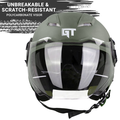 Steelbird GT Dashing ISI Certified Open Face Helmet for Men and Women with Inner Sun Shield ( Dual Visor Mechanism )