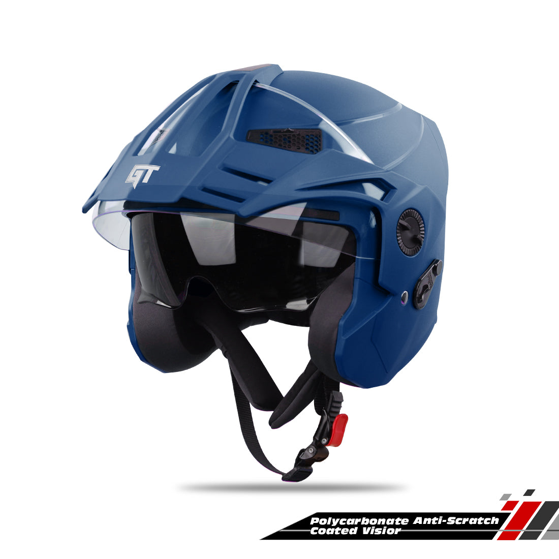 Steelbird SBH-23 GT Plus Open Face ISI Certified Helmet with Inner Sun Shield.