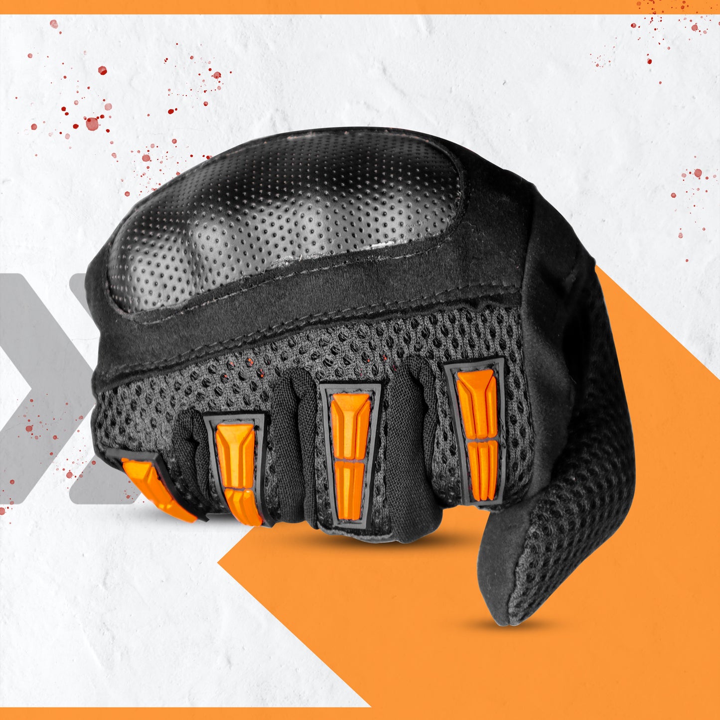 Steelbird Khardungla Full Finger Bike Riding Gloves, Protective Off-Road Motorbike Racing (Orange)