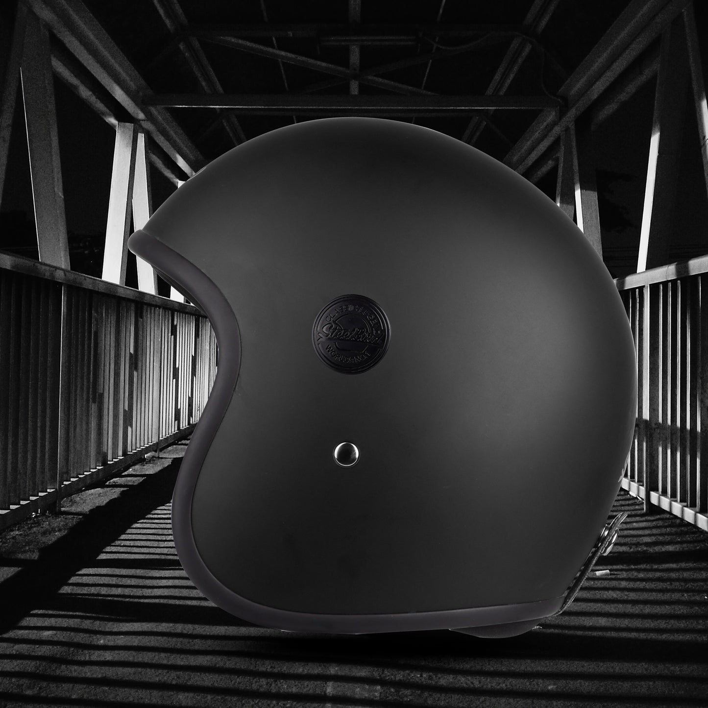 Steelbird SBH-55 Retro ISI Certified Open Face Helmet for Men and Women(Matt Black)