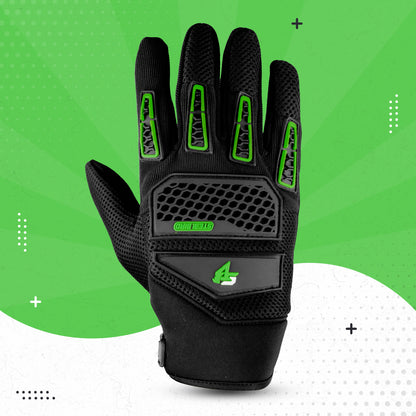 Steelbird Polyester Adventure A-2 Full Finger Bike Riding Gloves with Touch Screen Sensitivity at Thumb and Index Finger, Protective Off-Road Motorbike Racing